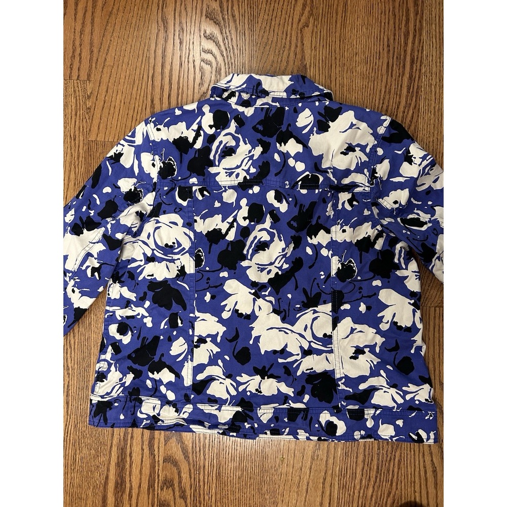 Liz Claiborne Women's Jacket Floral Purple Black White Buttons Packets Size 18 W - Picture 8 of 10